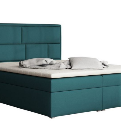Boxspringová manželská posteľ s úložným priestorom 180x200 IVENDORF 1 - modrá + topper ZDARMA