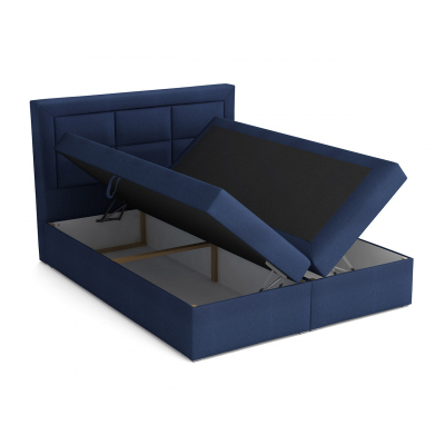 Boxspringová manželská posteľ s úložným priestorom 160x200 PALIGEN 1 - modrá + topper ZDARMA