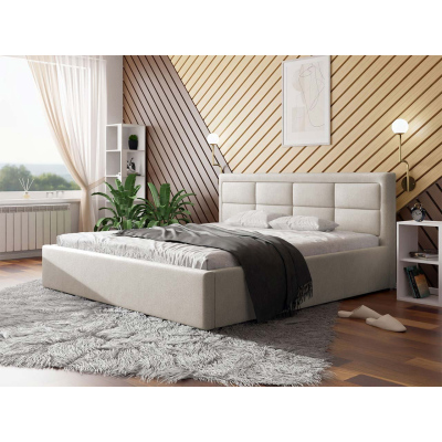 Manželská posteľ s roštom 200x200 PALIGEN 2 - krémová