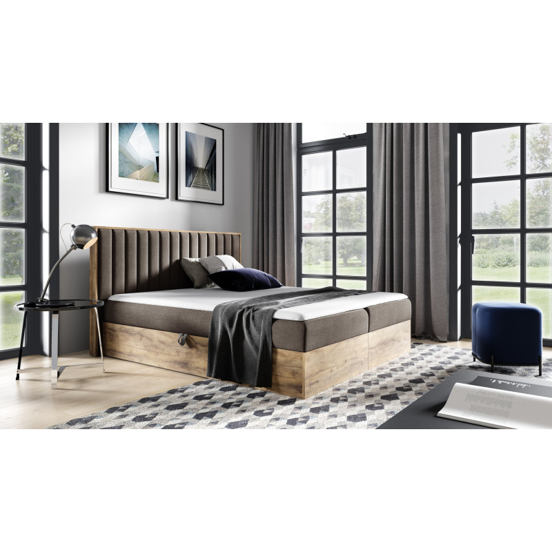 Boxspringová posteľ CHANTELLE 4 - 120x200, hnedá + topper ZDARMA