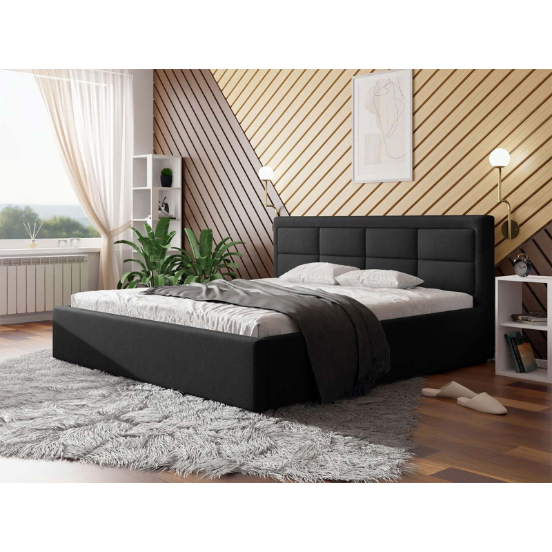 Manželská posteľ s úložným priestorom a roštom 180x200 PALIGEN 2 - čierna
