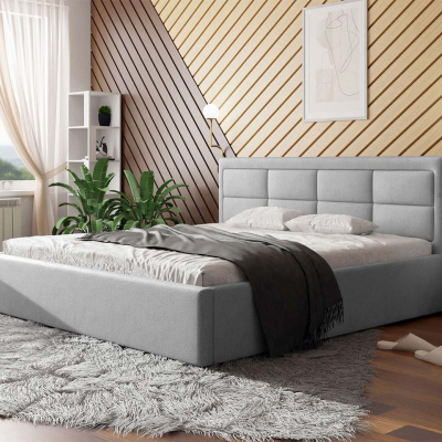 Manželská posteľ s úložným priestorom a roštom 180x200 PALIGEN 2 - svetlá šedá