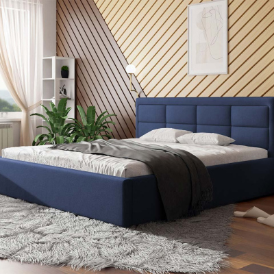 Manželská posteľ s úložným priestorom a roštom 180x200 PALIGEN 2 - tmavá modrá