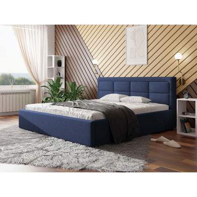 Manželská posteľ s úložným priestorom a roštom 180x200 PALIGEN 2 - tmavá modrá