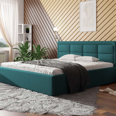 Manželská posteľ s úložným priestorom a roštom 180x200 PALIGEN 2 - modrá