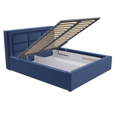 Manželská posteľ s úložným priestorom a roštom 200x200 PALIGEN 2 - modrá