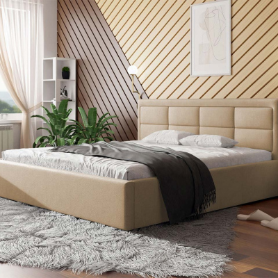 Manželská posteľ s úložným priestorom a roštom 180x200 PALIGEN 2 - béžová