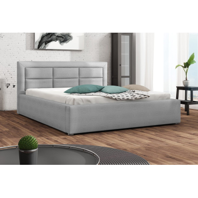 Manželská posteľ s úložným priestorom a roštom 160x200 PALIGEN 2 - svetlá šedá