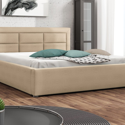 Manželská posteľ s úložným priestorom a roštom 160x200 PALIGEN 2 - béžová