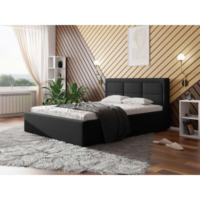 Manželská posteľ s úložným priestorom a roštom 140x200 PALIGEN 2 - čierna