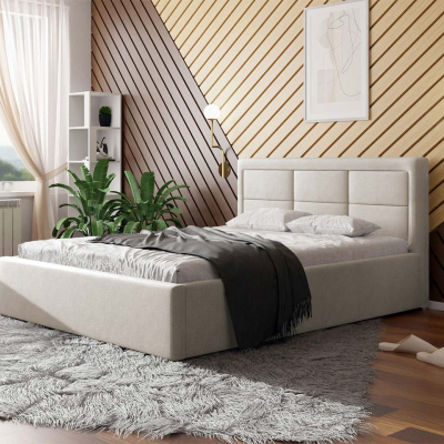 Manželská posteľ s úložným priestorom a roštom 140x200 PALIGEN 2 - krémová