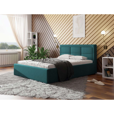 Manželská posteľ s úložným priestorom a roštom 140x200 PALIGEN 2 - modrá