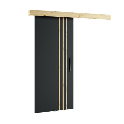 Posuvné dvere LORETA 5 - 90 cm, čierne / dub artisan