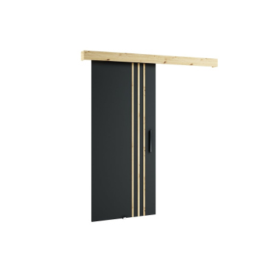 Posuvné dvere LORETA 5 - 90 cm, čierne / dub artisan