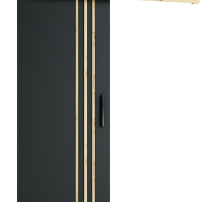 Posuvné dvere LORETA 5 - 90 cm, čierne / dub artisan