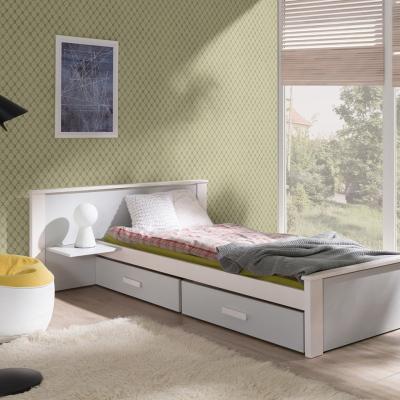 Detská posteľ s úložným priestorom 90x200 POLCH PLUS - biela / šedá