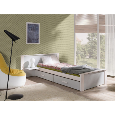 Detská posteľ s úložným priestorom 90x200 POLCH PLUS - biela / šedá