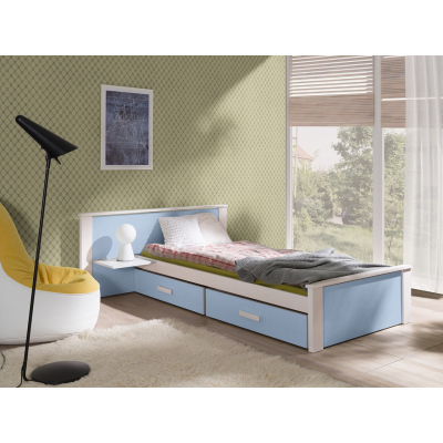 Detská posteľ s úložným priestorom 90x200 POLCH PLUS - biela / modrá