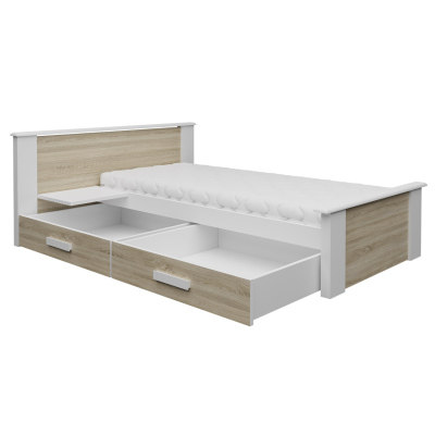 Detská posteľ s úložným priestorom 90x200 POLCH PLUS - biela / dub hľuzovka