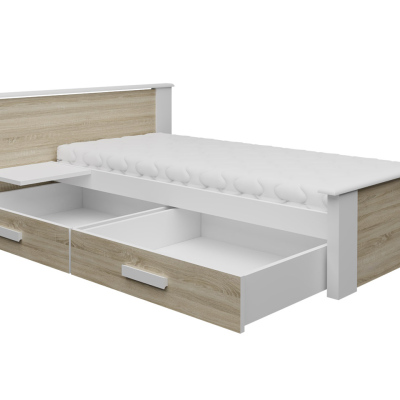 Detská posteľ s úložným priestorom 90x200 POLCH PLUS - biela / dub sonoma