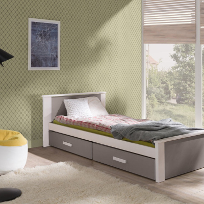 Detská posteľ s úložným priestorom 80x180 POLCH - biela / dub hľuzovka