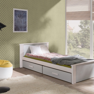 Detská posteľ s úložným priestorom 80x180 POLCH - biela / šedá