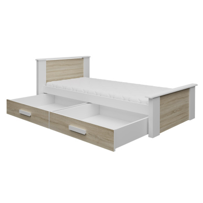 Detská posteľ s úložným priestorom 80x180 POLCH - biela / šedá