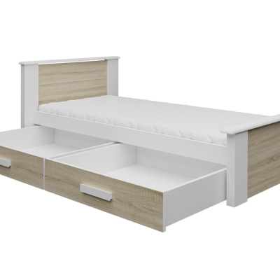 Detská posteľ s úložným priestorom 80x180 POLCH - biela / dub sonoma