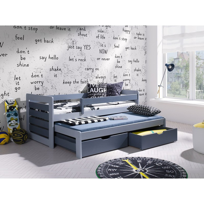 Rozkladacia detská posteľ 90x200 GERA - šedá / grafitová