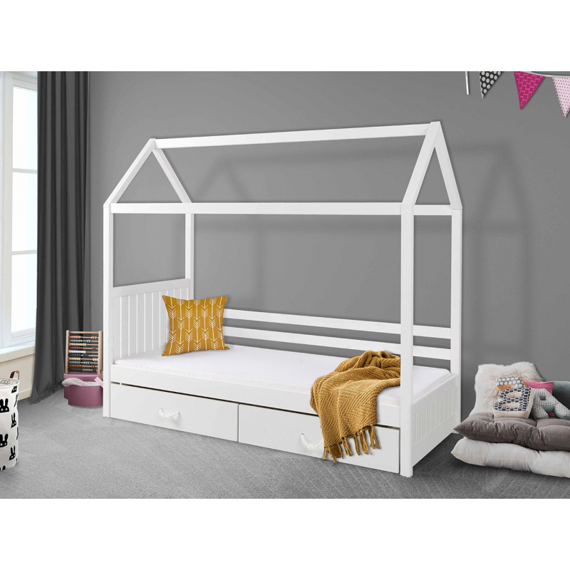 Detská posteľ domček 90x200 NEBRA - biela