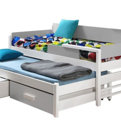 Detská posteľ s prístelkou 80x180 SELTERS - biela / zebrano