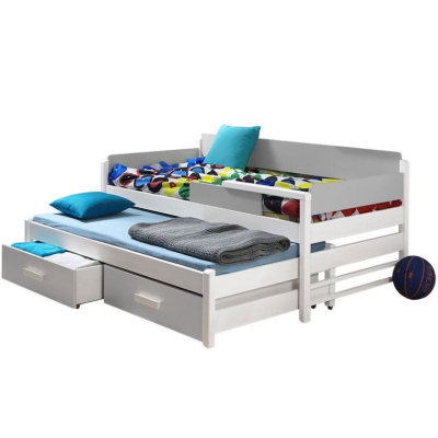 Detská posteľ s prístelkou 80x180 SELTERS - biela / šedá