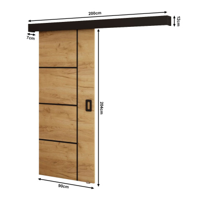 Posuvné dvere BORISA 4 - 90 cm, dub craft