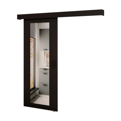 Posuvné dvere so zrkadlom BORISA 2 - 90 cm, čierne