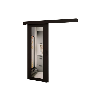 Posuvné dvere so zrkadlom BORISA 2 - 90 cm, čierne