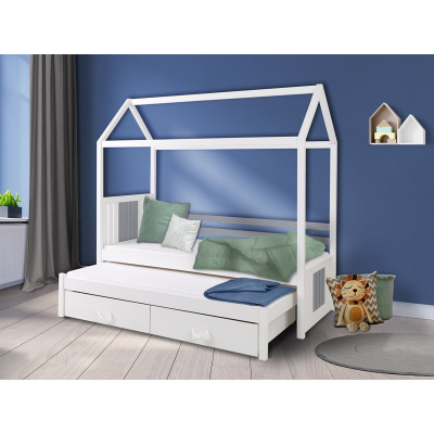 Detská posteľ domček 80x180 KARBEN 1 - biela / šedá