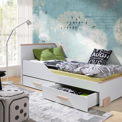 Detská posteľ s úložným priestorom 80x180 LORCH - biela / buk