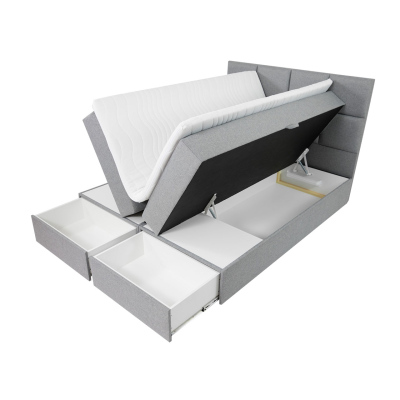 Manželská boxpringová posteľ 140x200 LUGAU - biela ekokoža