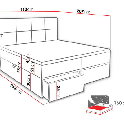 Manželská boxpringová posteľ 160x200 LUGAU - biela ekokoža