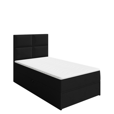 Jednolôžková boxpringová posteľ 100x200 LUGAU - čierna ekokoža, pravé prevedenie