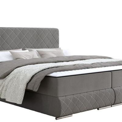 Manželská kontinentálna posteľ 160x200 VELEN - šedá + topper ZDARMA