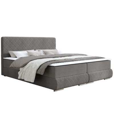 Manželská kontinentálna posteľ 160x200 VELEN - šedá + topper ZDARMA