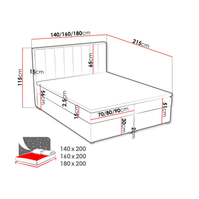 Kontinentálna manželská posteľ 180x200 TARNEWITZ 1 - ružová + topper ZDARMA