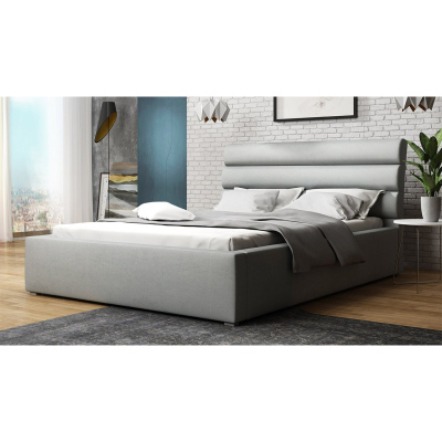 Manželská posteľ s úložným priestorom a roštom 200x200 BORZOW - svetlá šedá