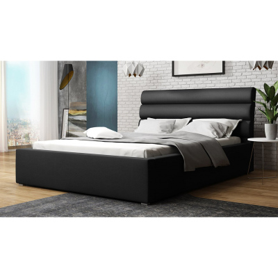 Manželská čalúnená posteľ s roštom 180x200 BORZOW - čierna