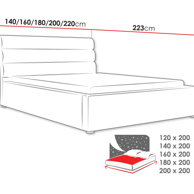 Manželská posteľ s úložným priestorom a roštom 180x200 BORZOW - šedá 1