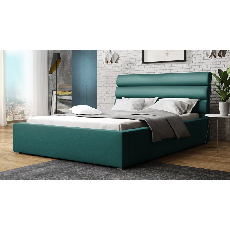 Manželská čalúnená posteľ s roštom 180x200 BORZOW - modrá