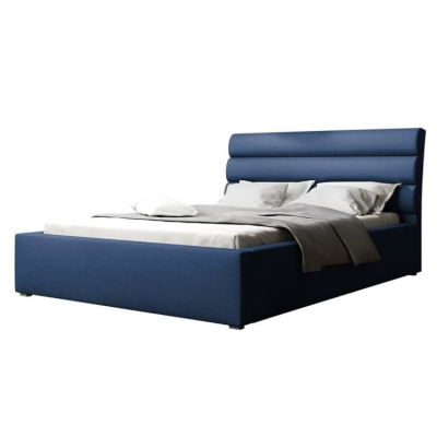 Manželská čalúnená posteľ s roštom 160x200 BORZOW - modrá