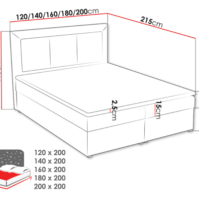 Manželská kontinentálna posteľ 160x200 GOSTORF 1 - béžová + topper ZDARMA