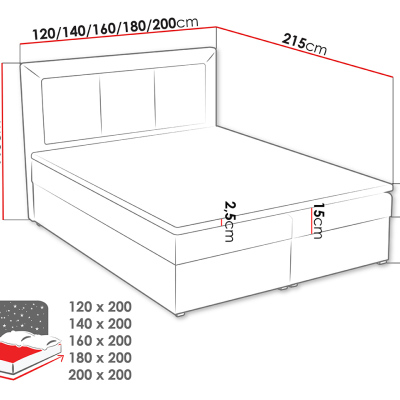Manželská kontinentálna posteľ 160x200 GOSTORF 1 - svetlá šedá + topper ZDARMA